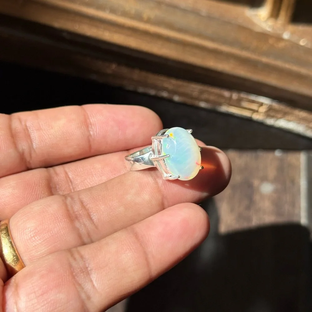5 Carat Australian Opal Ring – Size 5.5 – 925 Sterling Silver